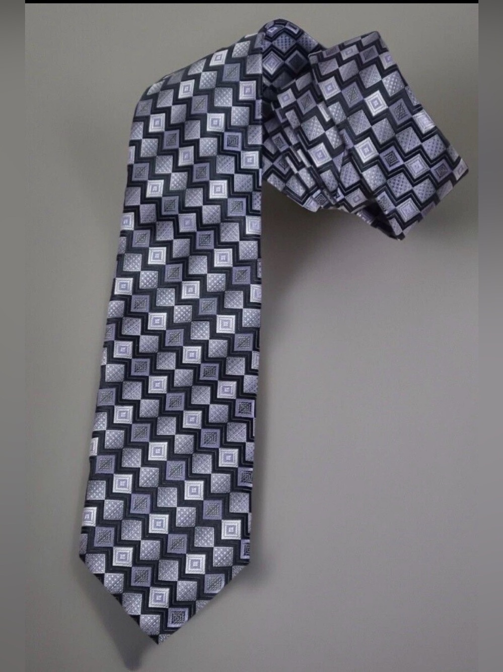 Valerio Garati Tie Mens Hand Made Purple Geometric Preppy Academia